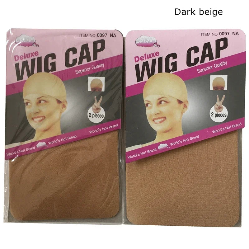 2Pcs Wig Caps Brown Stretch Mesh Wig Cap