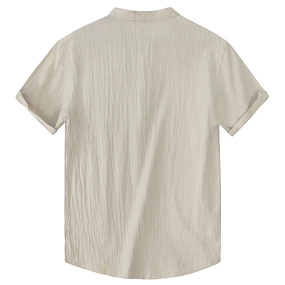 Summer New Men's Short-Sleeved T-shirt Cotton and Linen