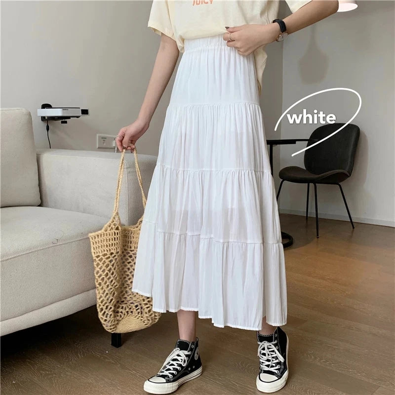 Spring Summer Women Chiffon Skirts Vintage