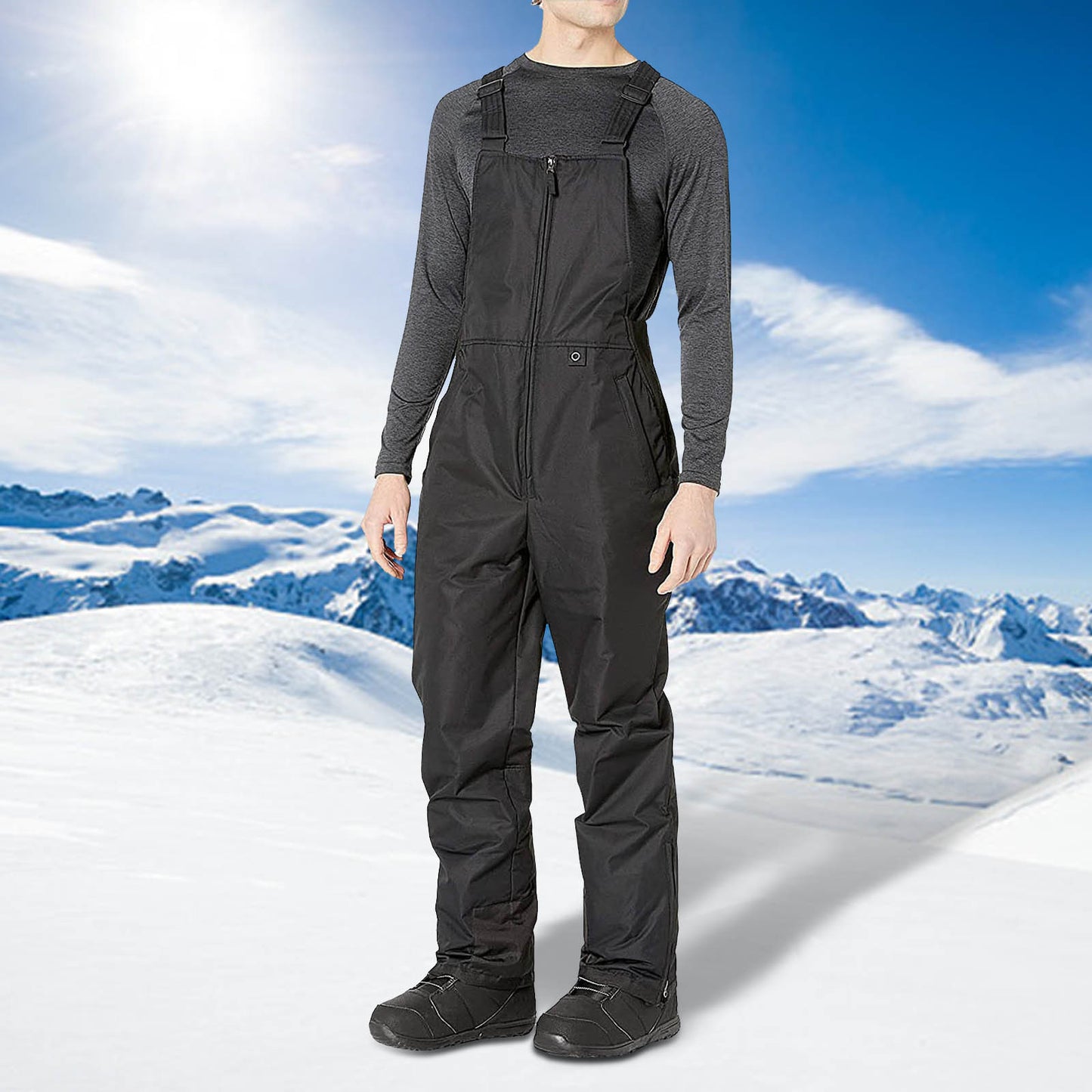 Men Ski Pants Outdoor Sport Waterproof Suspenders Trousers