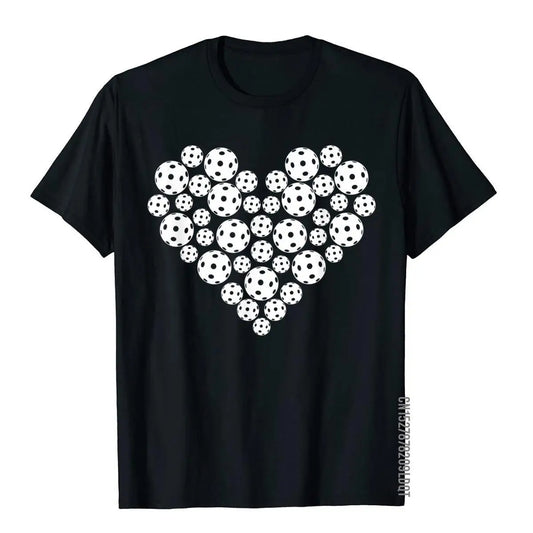 Funny Pickleball Love Heart Shape Valentine T-Shirt Cotton Men