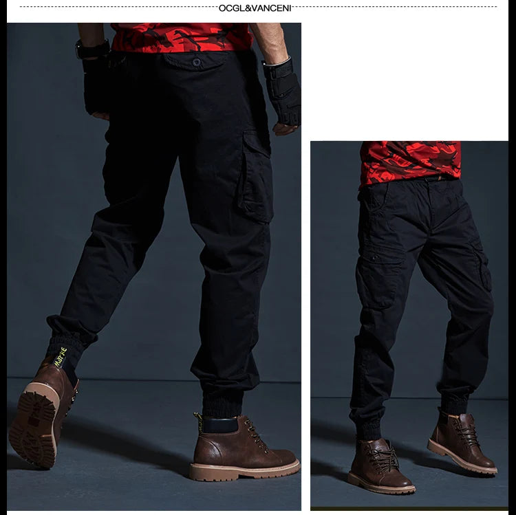 Khaki Casual Pants Men Tactical Joggers