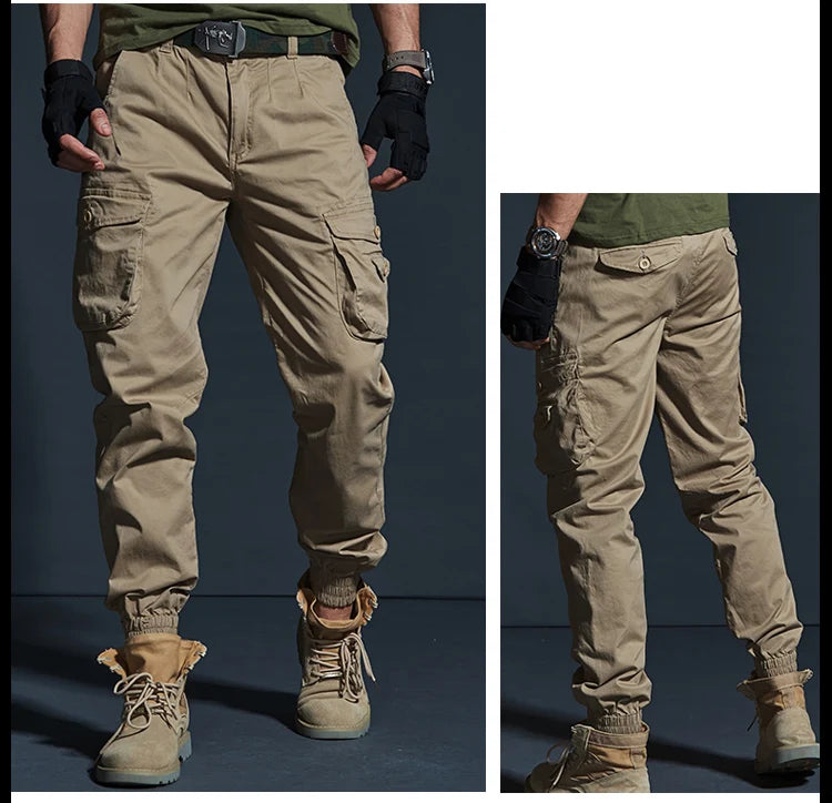 Khaki Casual Pants Men Tactical Joggers