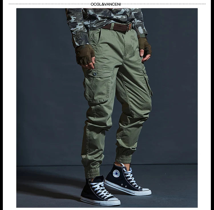 Khaki Casual Pants Men Tactical Joggers