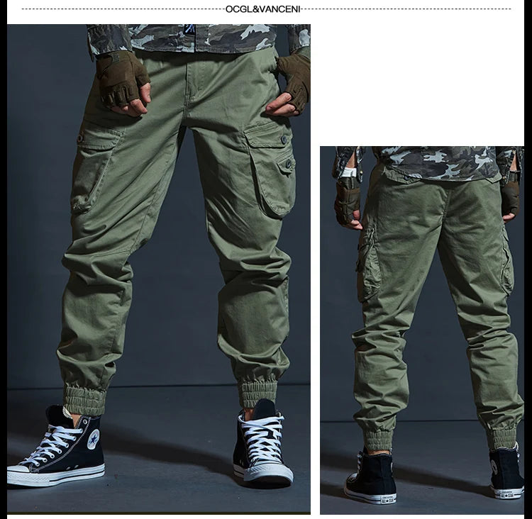 Khaki Casual Pants Men Tactical Joggers