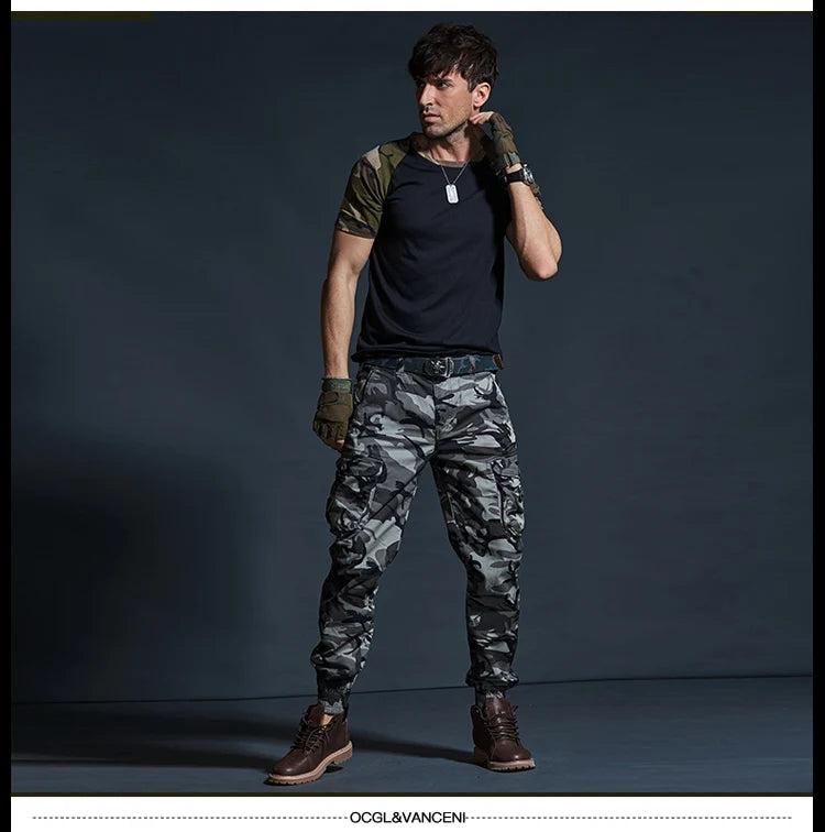 Khaki Casual Pants Men Tactical Joggers