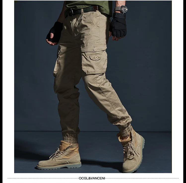 Khaki Casual Pants Men Tactical Joggers