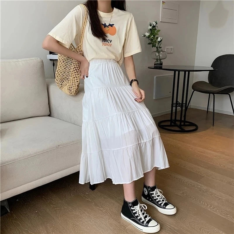 Spring Summer Women Chiffon Skirts Vintage