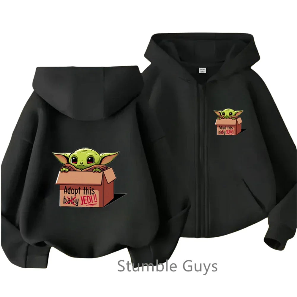 Baby Yoda Print Hoodie Children's Street Zipper Hoodie Suit 2025