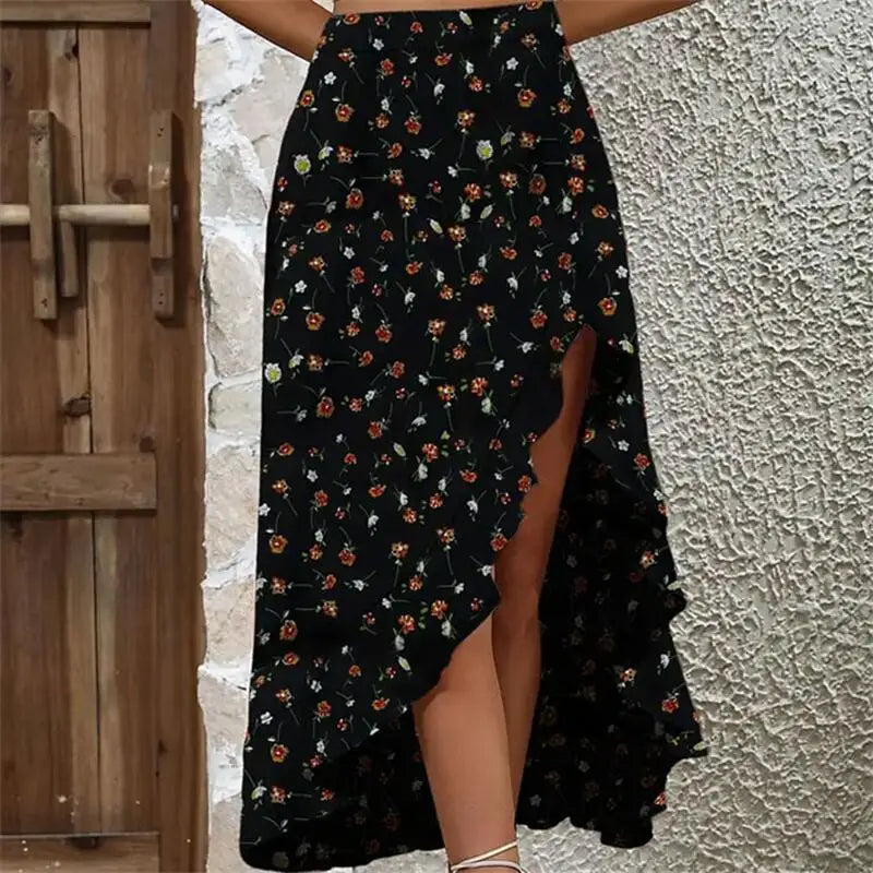 Floral Print Vintage Elegant Women Skirts Designed Sexy Holiday Bottom