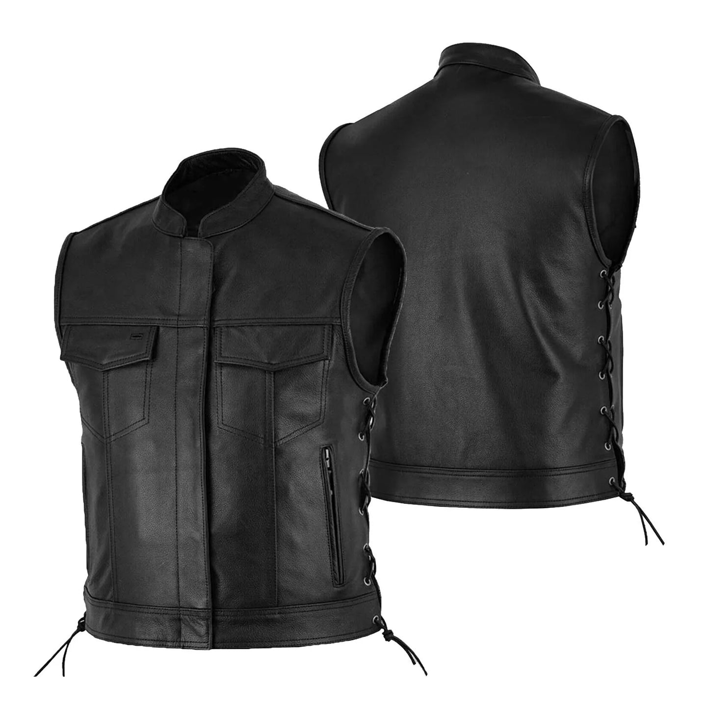 Men Fashion Sleeveless Leather Vest Plus Size Casual Vest