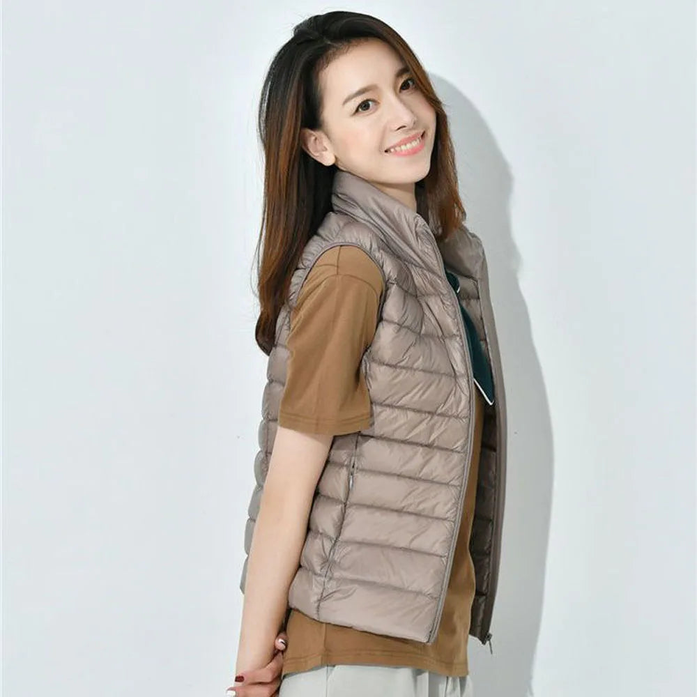 Women Ultra Light Down Vests Slim Sleeveless Jacket