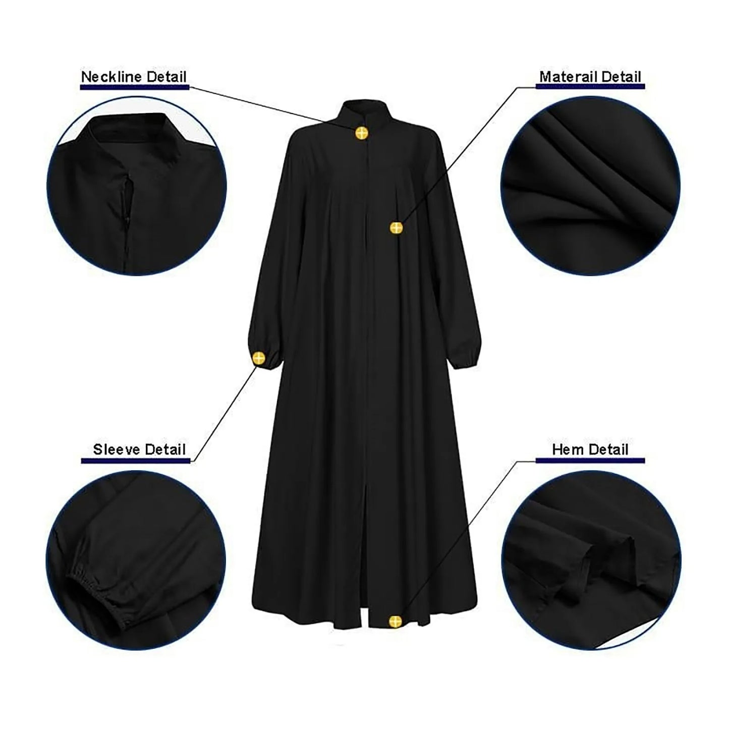 Oversized Women Ramadan Abayas Front Zipper Up Musulman Dress