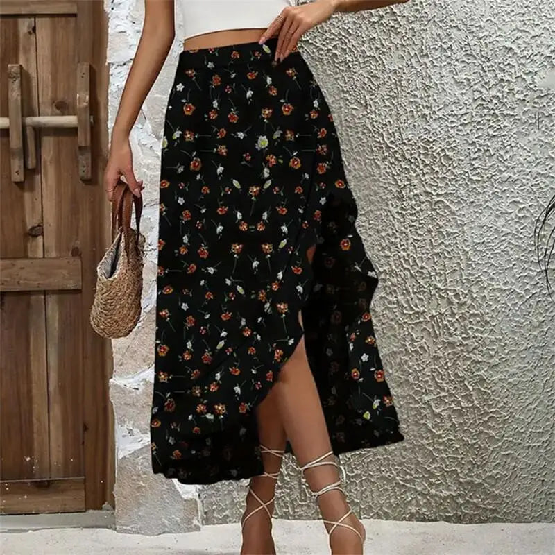 Floral Print Vintage Elegant Women Skirts Designed Sexy Holiday Bottom