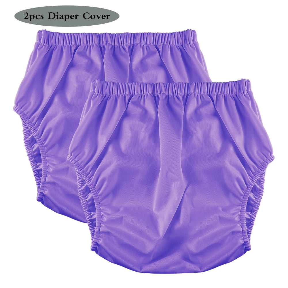 2pcs Soft TPU Adult Diaper Cover High Waist Solid Color Incontinence Briefs