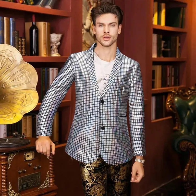 Sequins Blazers Jacket Two Button Blazer For Men Dinner