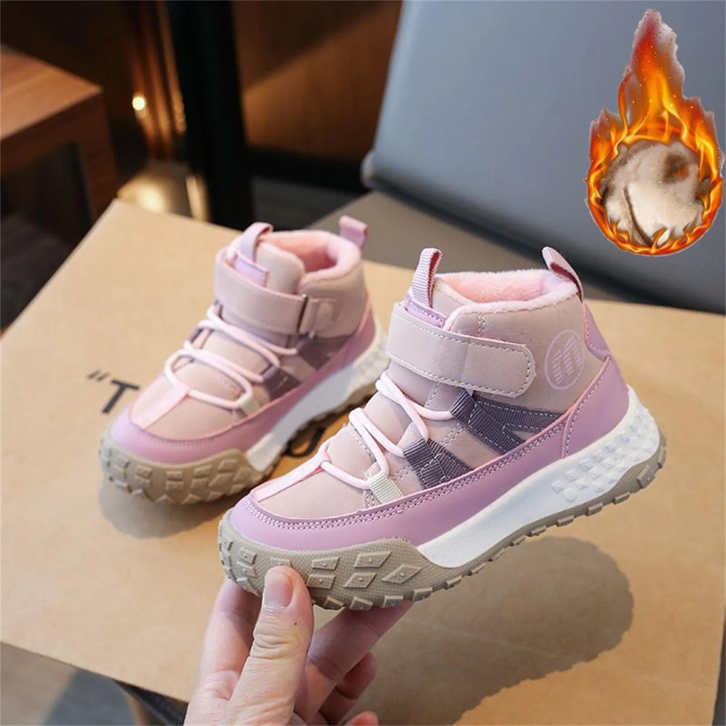 Children's Sports Shoes Winter New Fuzzy Running Shoes