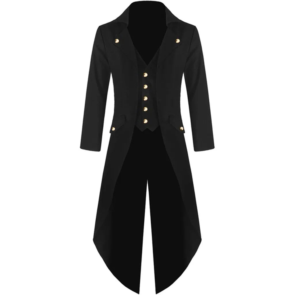 Men's Tailcoat Gothic Victorian Windbreaker Button Irregularity Jackets