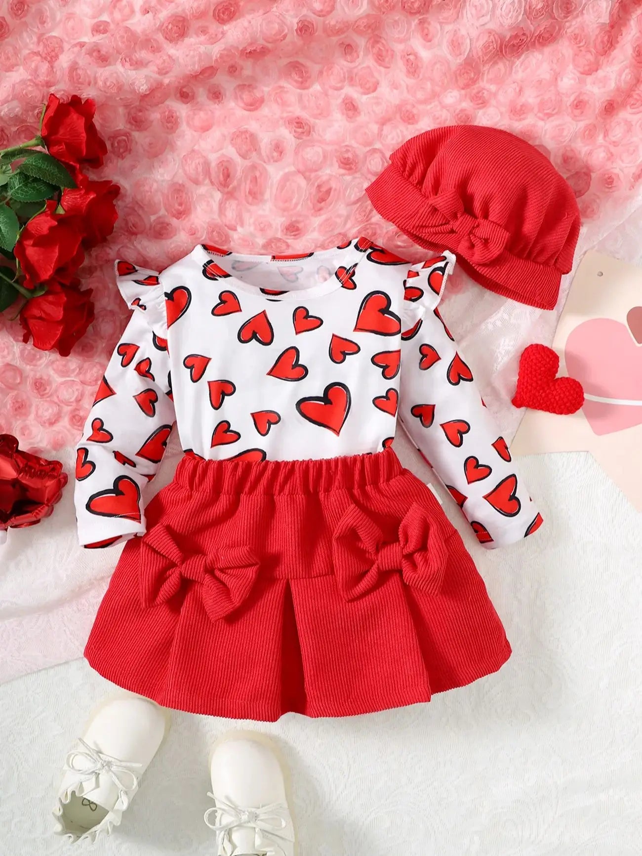 Spring And Autumn Baby Girl Fashion Round Neck Love Printed Long Sleeve