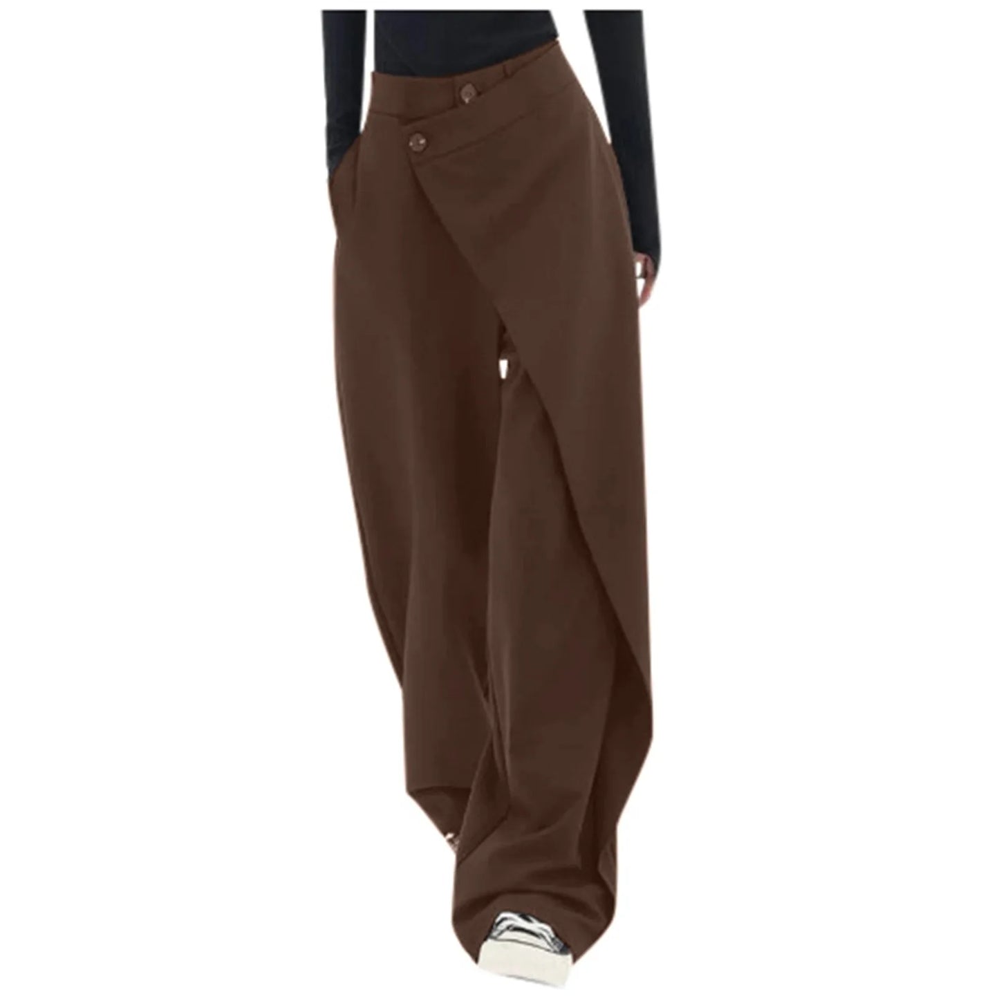 Patchwork High Waist Floor Length Female Trousers