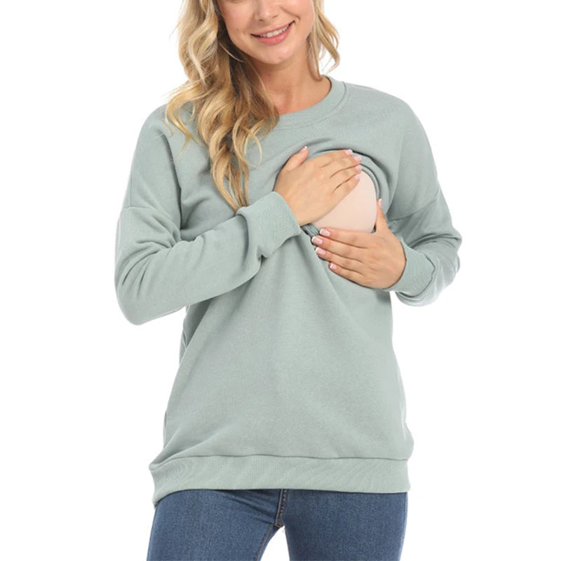 Maternity Nursing Sweatshirt 100% Cotton Winter Maternity Clothes