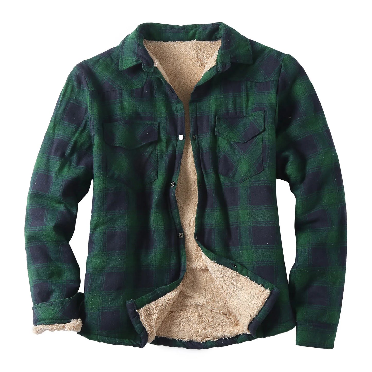 Men Plaid Shirts Jacket Casual Turn-Down Collar Long Sleeve Loose Shirt