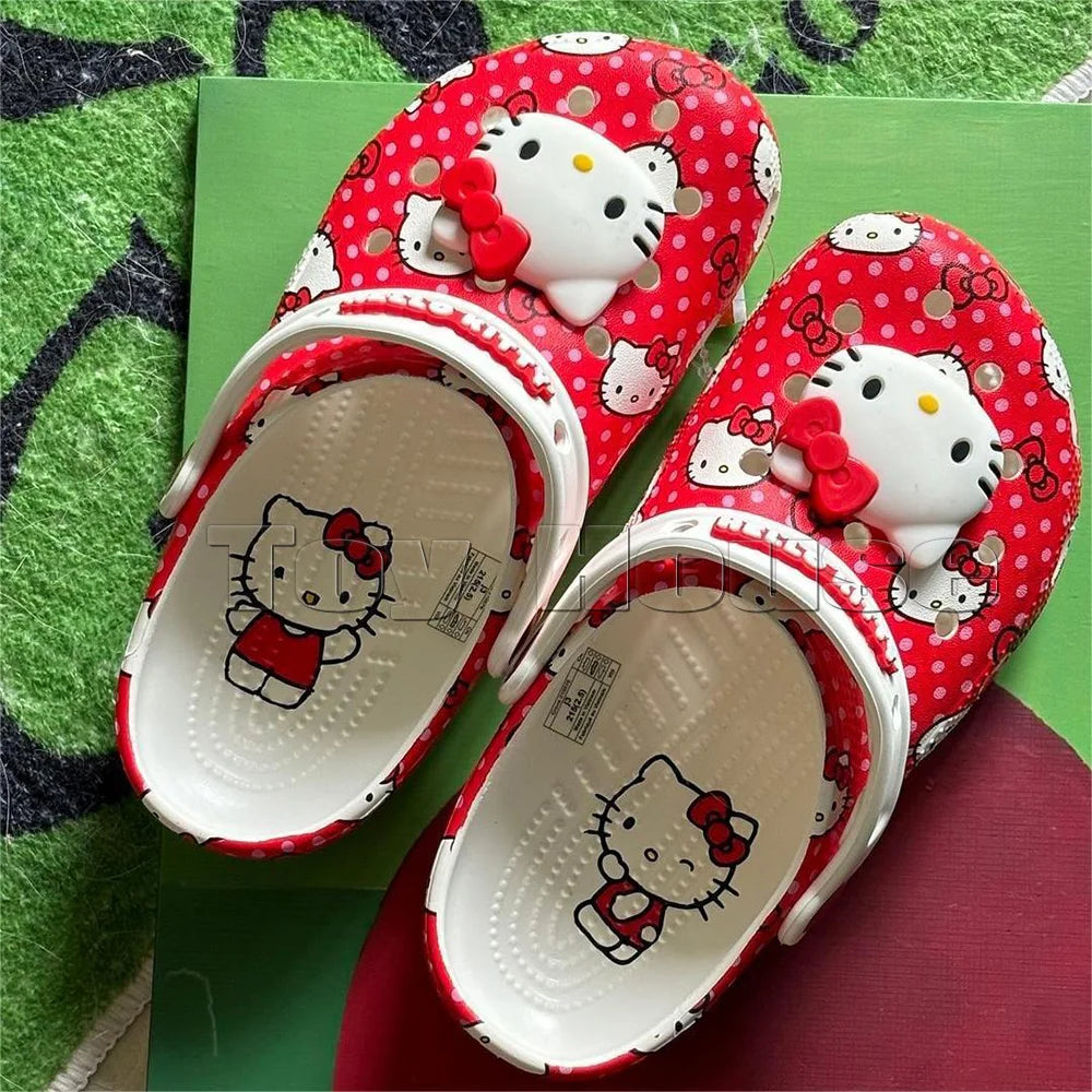 In Stock Miniso Hello Kitty Sanrio Hole Sandals Slippers Sandals