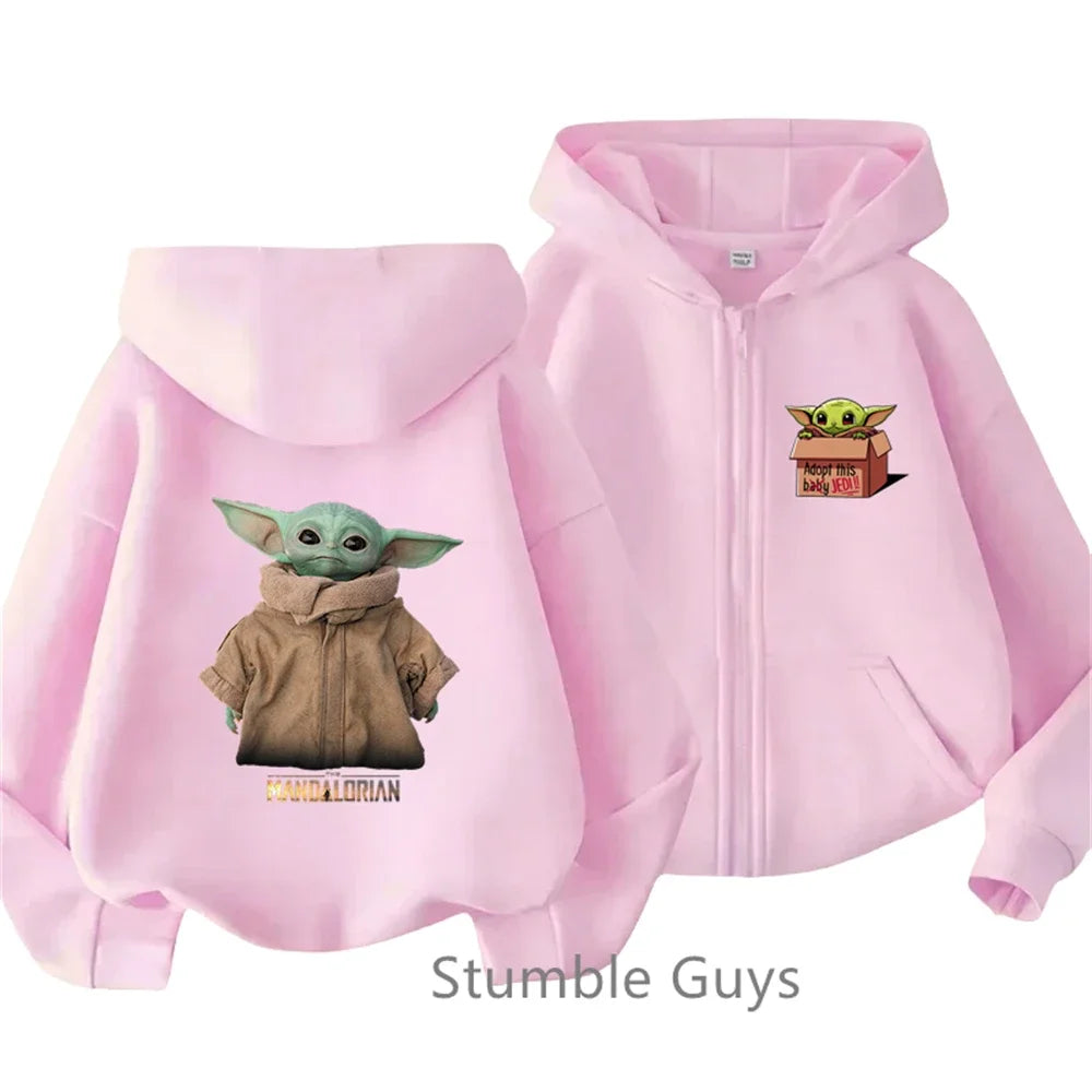 Baby Yoda Print Hoodie Children's Street Zipper Hoodie Suit 2025