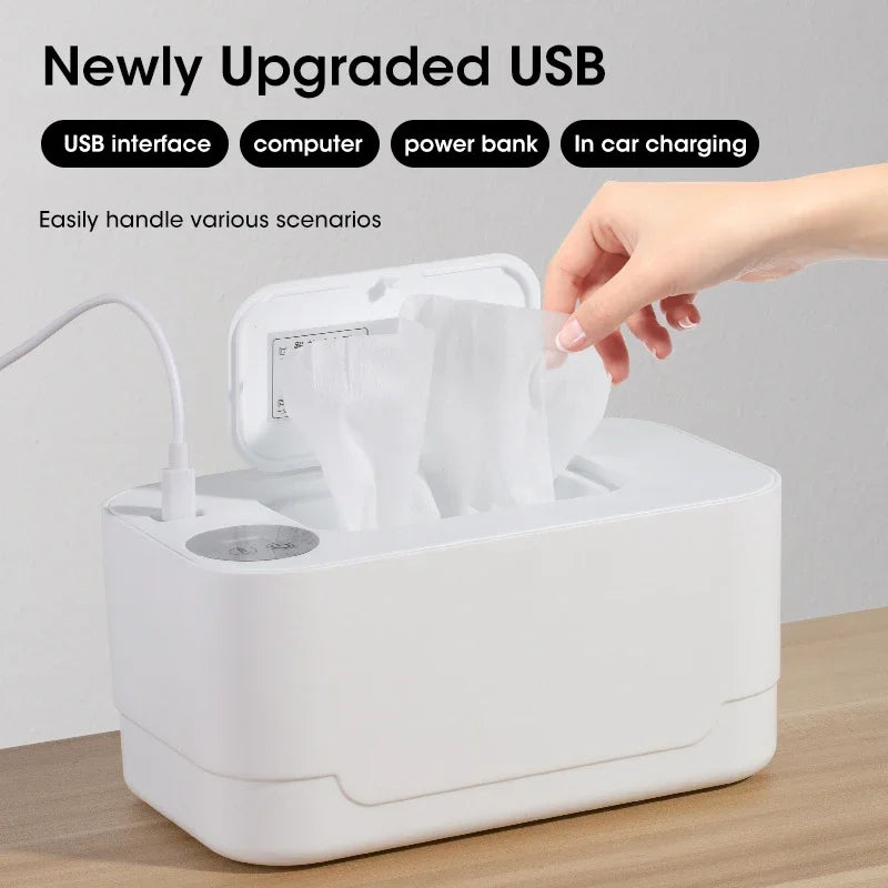 Baby Wipe Warmer LED Digital Display Large Capacity USB Powered Adjustable Temperature