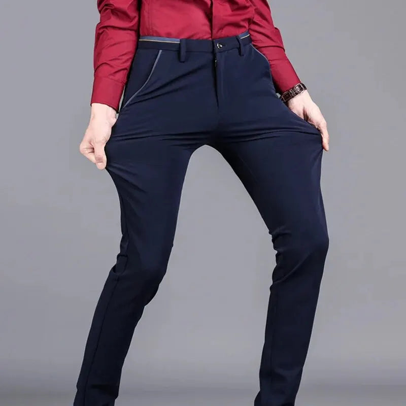 Elastic Straight Pants Business Casual Long Suit Pants Male Formal Trousers