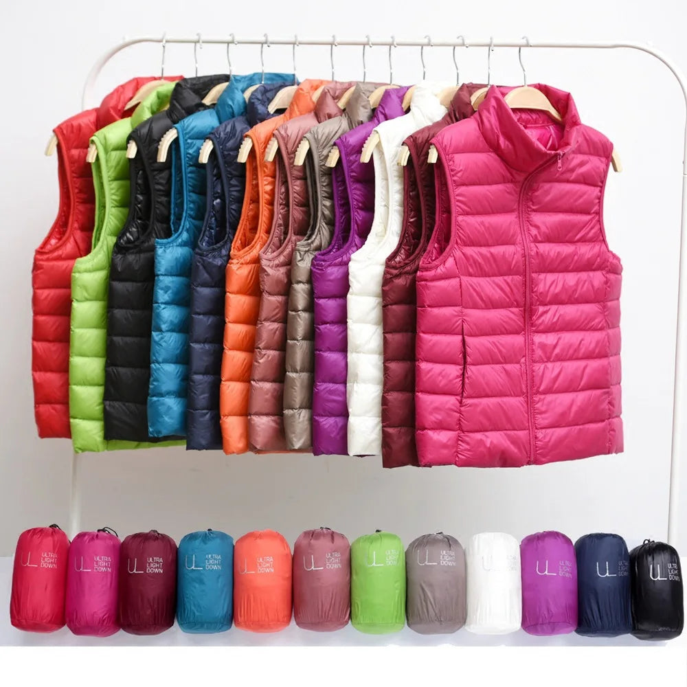 Women Ultra Light Down Vests Slim Sleeveless Jacket