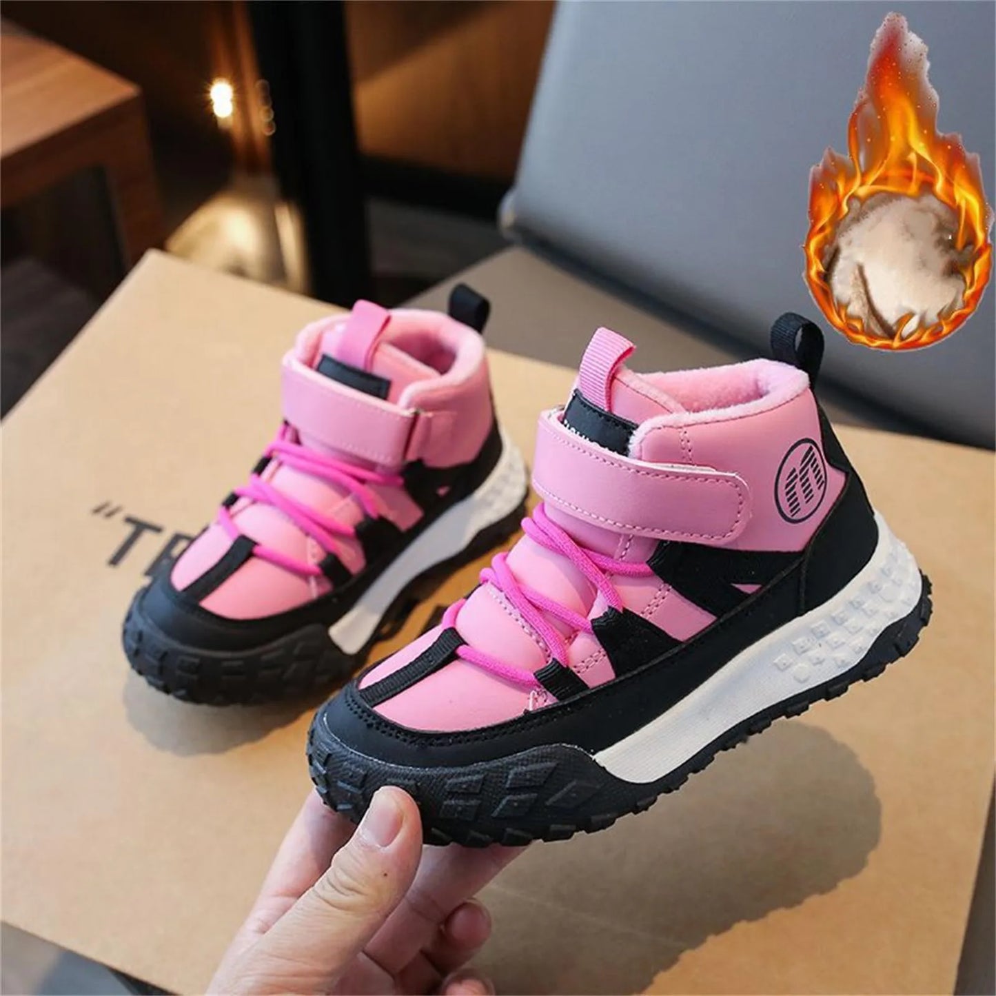 Children's Sports Shoes Winter New Fuzzy Running Shoes