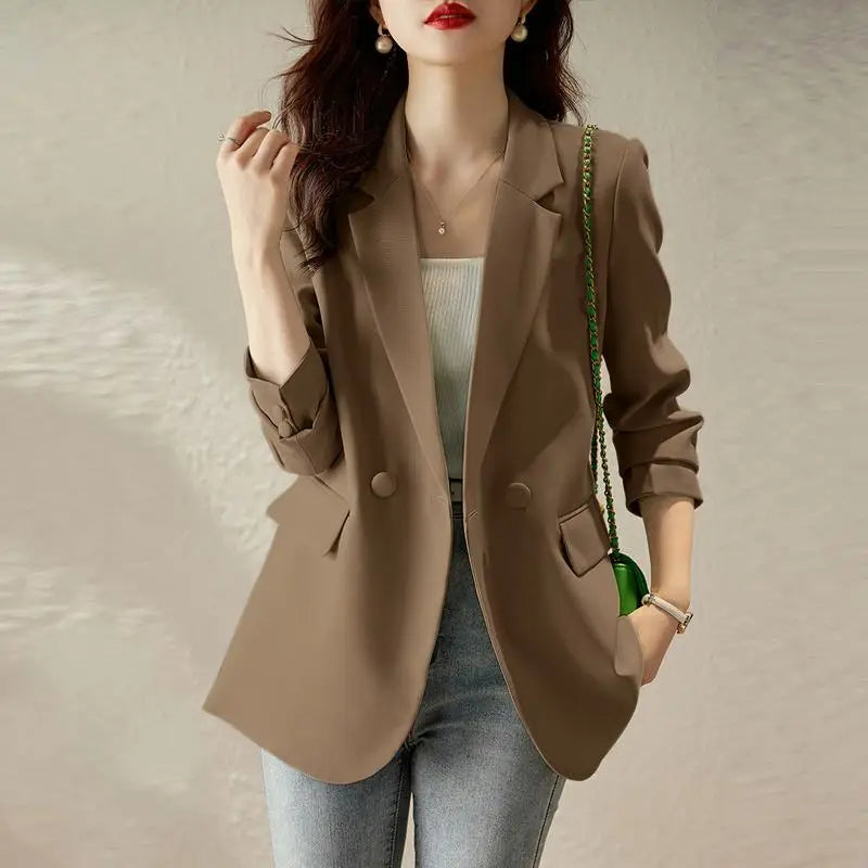 Women Spring Blazer  Long Sleeve Coats Jackets ZANZEA Female Lapel Neck Tops