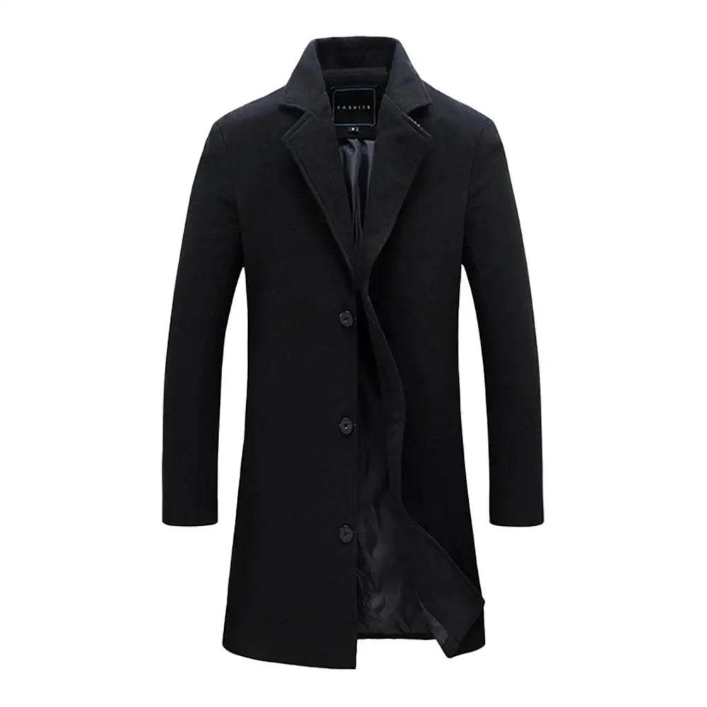 Men's Wool Long Coat Long Sleeve Winter Dress Coat comforts Overcoat Slim