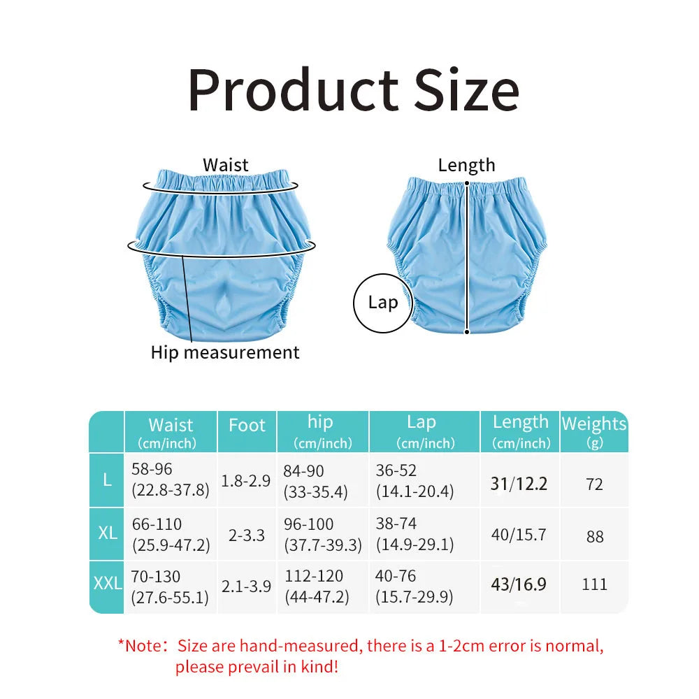 2pcs Soft TPU Adult Diaper Cover High Waist Solid Color Incontinence Briefs