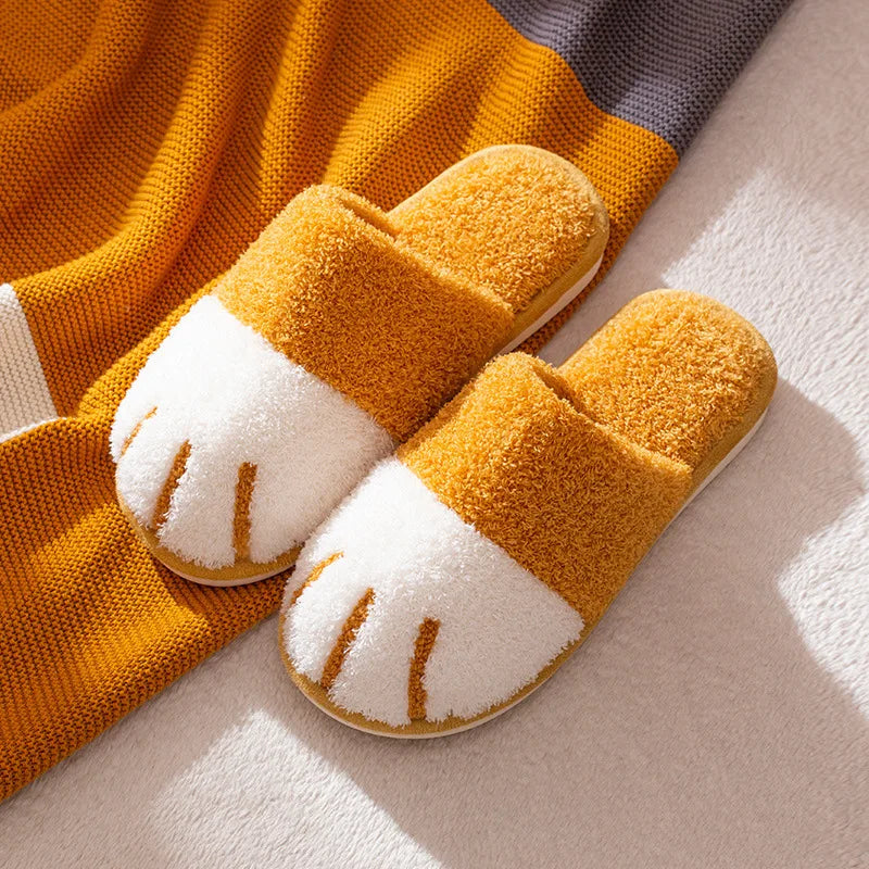 Cotton Slippers Female Autumn Winter Home Cat Claws Cartoon