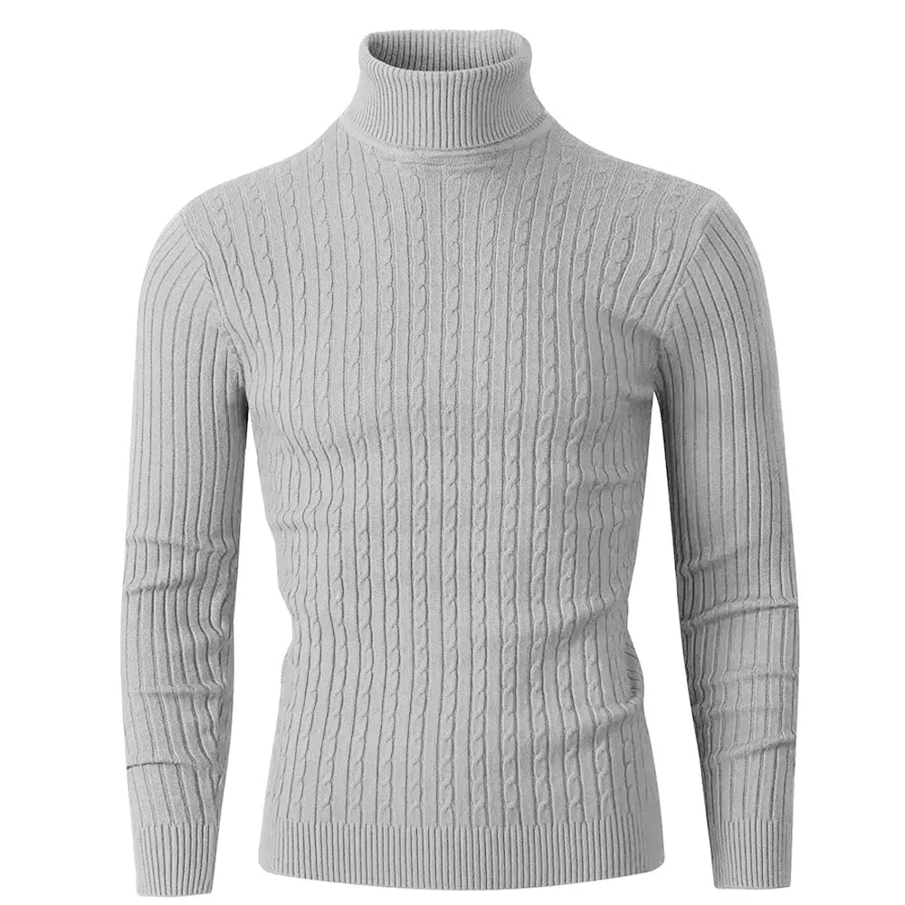 Men's Long Sleeve Knitted Sweater Winter Warm Turtleneck Pullovers