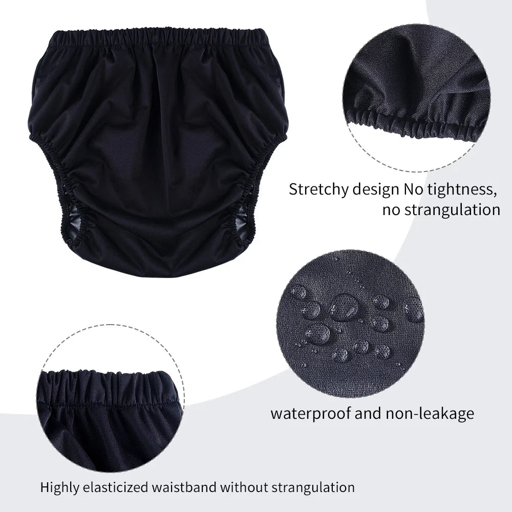 2pcs Soft TPU Adult Diaper Cover High Waist Solid Color Incontinence Briefs