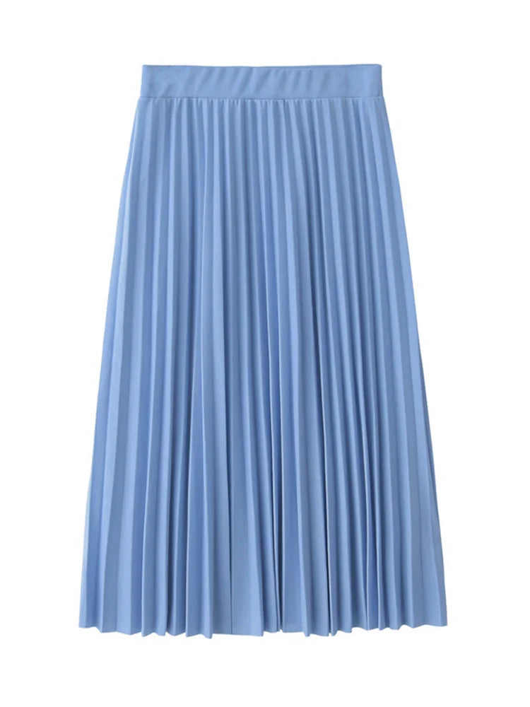 Women's High Waist Pleated Solid Color Half Length Elastic Skirt Promotions