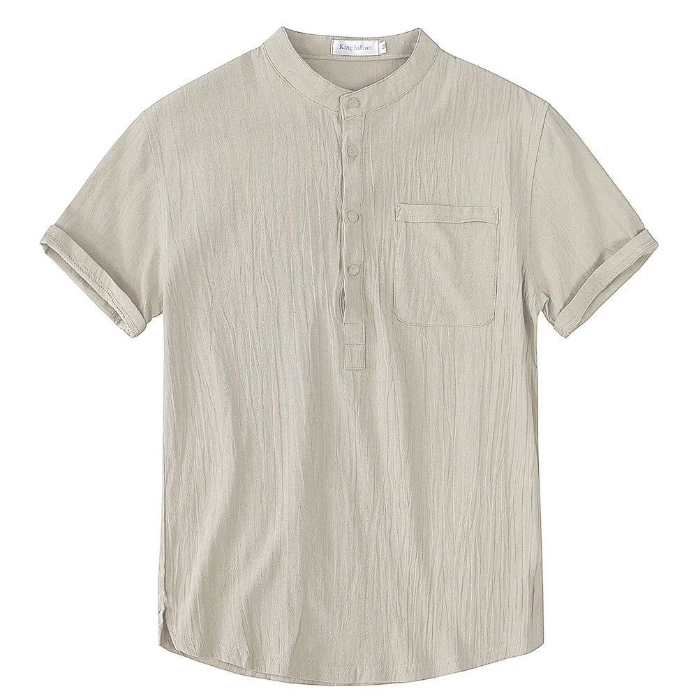 Summer New Men's Short-Sleeved T-shirt Cotton and Linen