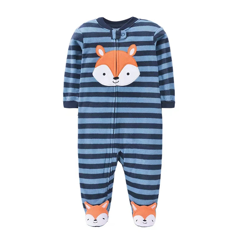 Autumn Baby Boy Rompers Clothes Zipper Fleece Warm Pajamas Newborn Outfit