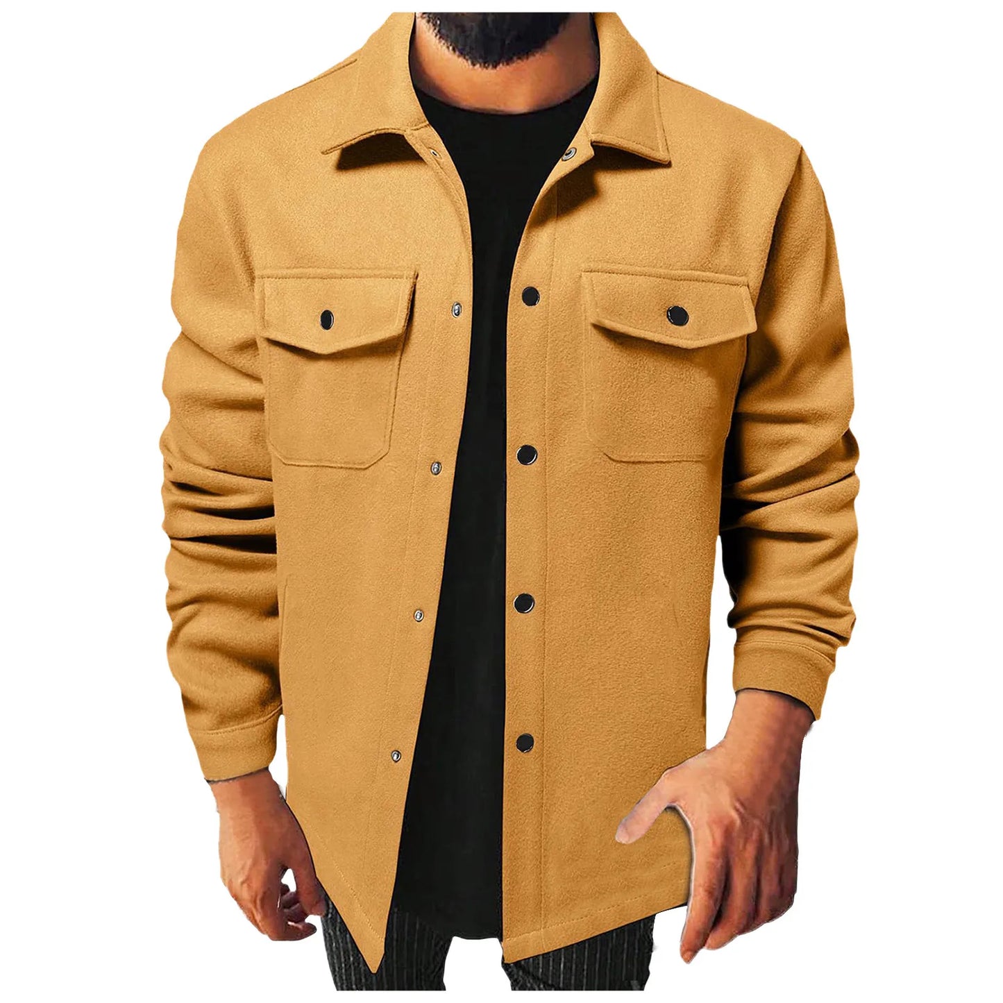 Handsome Coat Classic Solid Color European Casual Shirt Jacket Streetwear