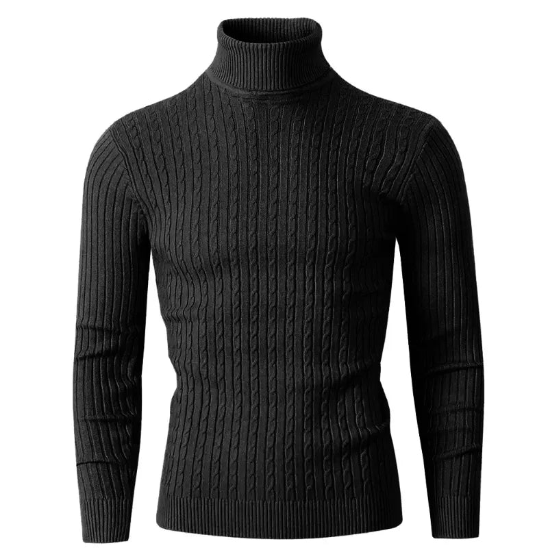 Men's Long Sleeve Knitted Sweater Winter Warm Turtleneck Pullovers