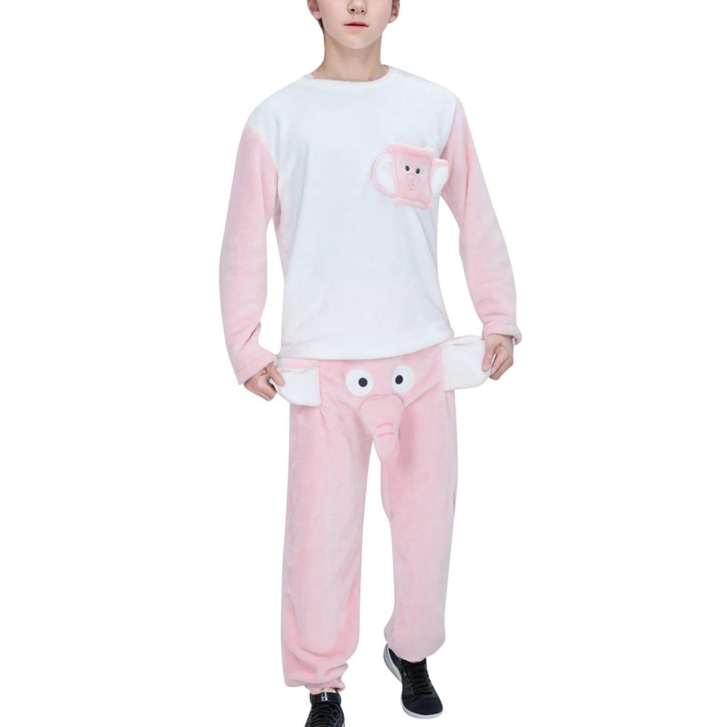 Men's Pajama Suits  Elephant Ear Trunk Plush Long Sleeve