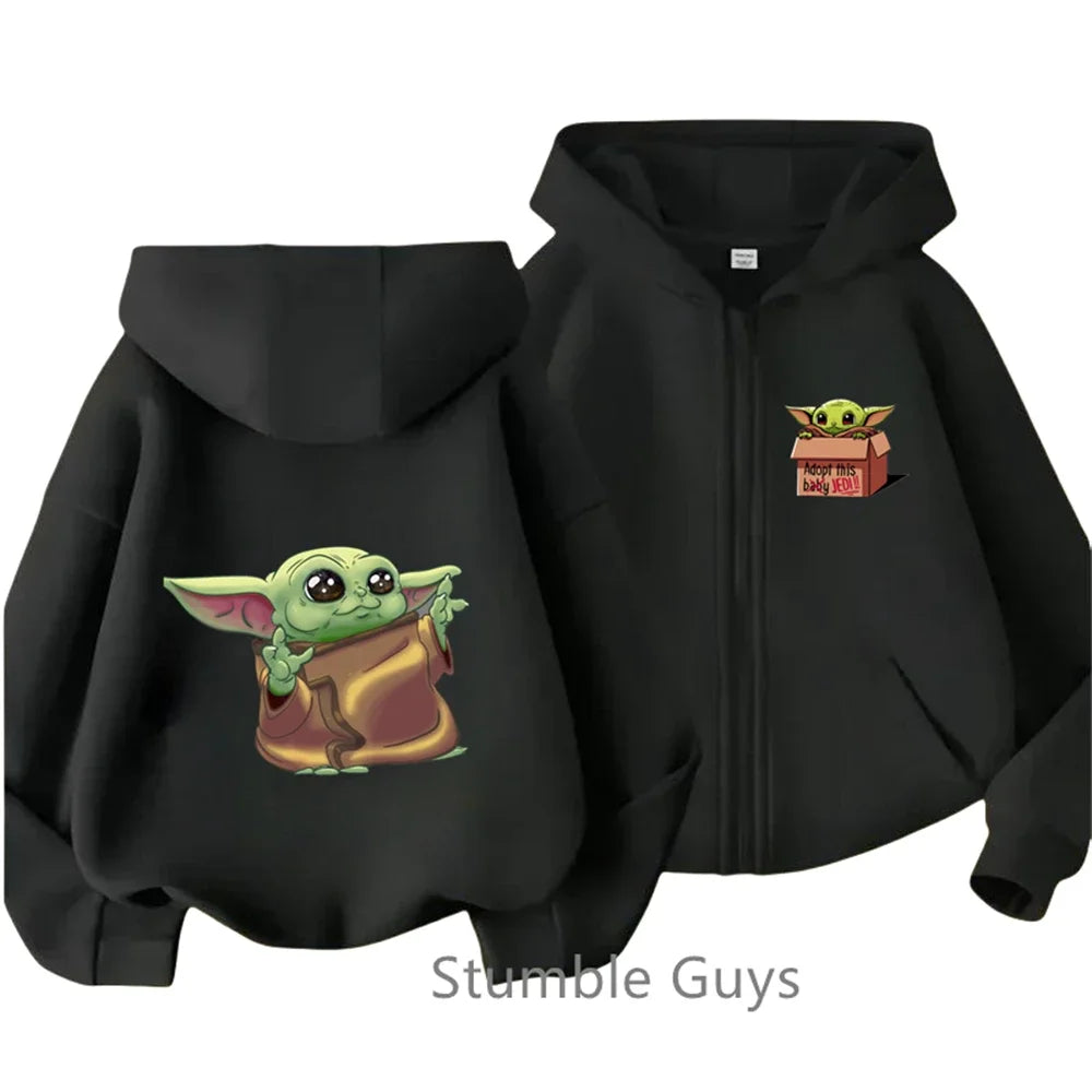 Baby Yoda Print Hoodie Children's Street Zipper Hoodie Suit 2025