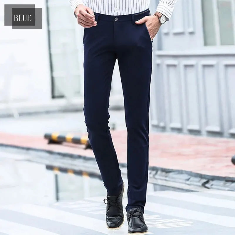 Elastic Straight Pants Business Casual Long Suit Pants Male Formal Trousers