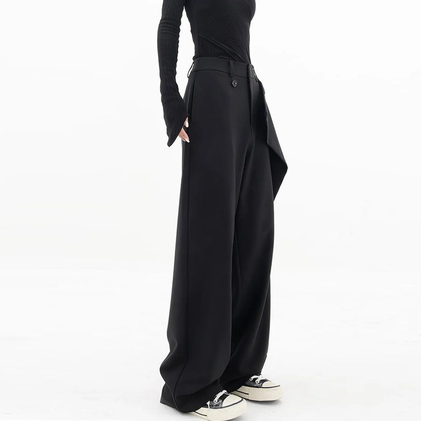 Patchwork High Waist Floor Length Female Trousers