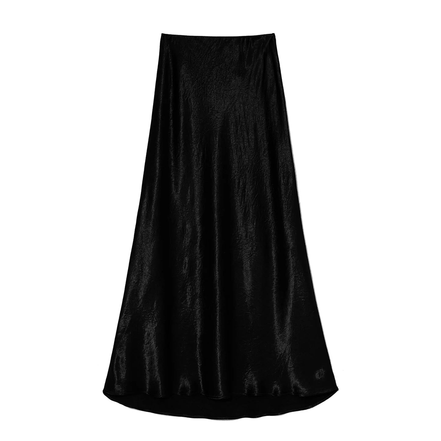 Women's Skirts High Waist Silk Satin A-line Skirt Lady Fashion