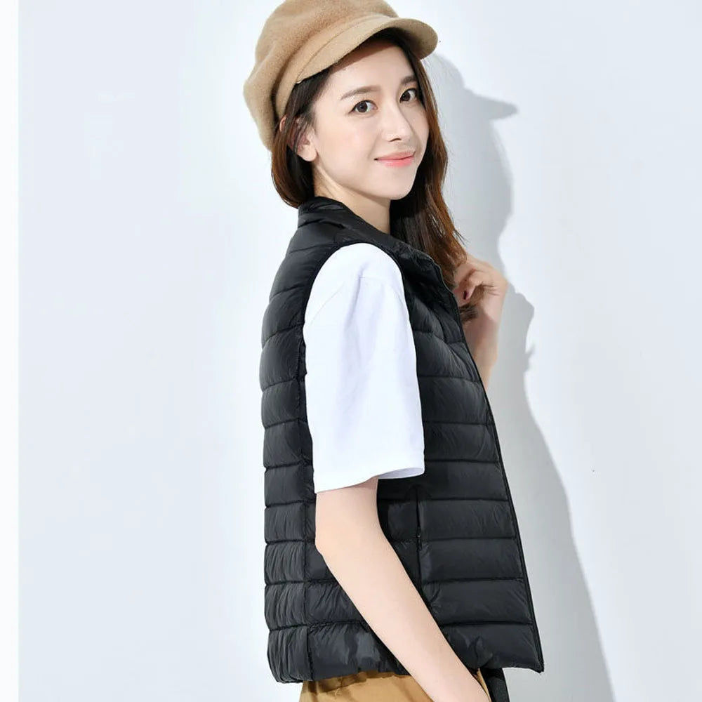 Women Ultra Light Down Vests Slim Sleeveless Jacket