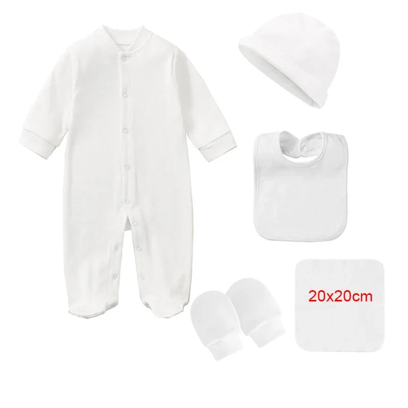 Newborn Baby Clothing Sets Rompers Bonnets Bibs Towel